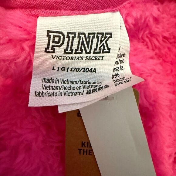 NWT PINK Victoria's Secret Full Zip Sherpa Plush Teddy Jacket Pink Large - Picture 5 of 5